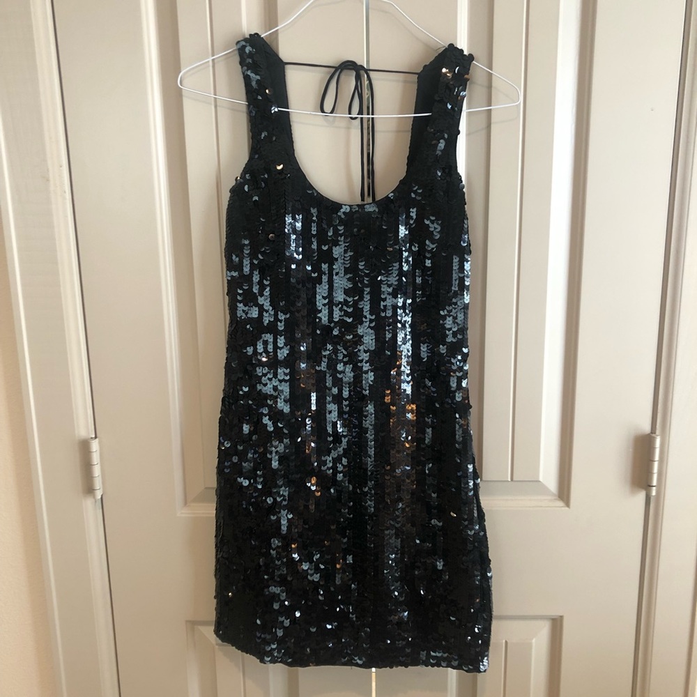 Club Monaco Black Sequin Mini Dress